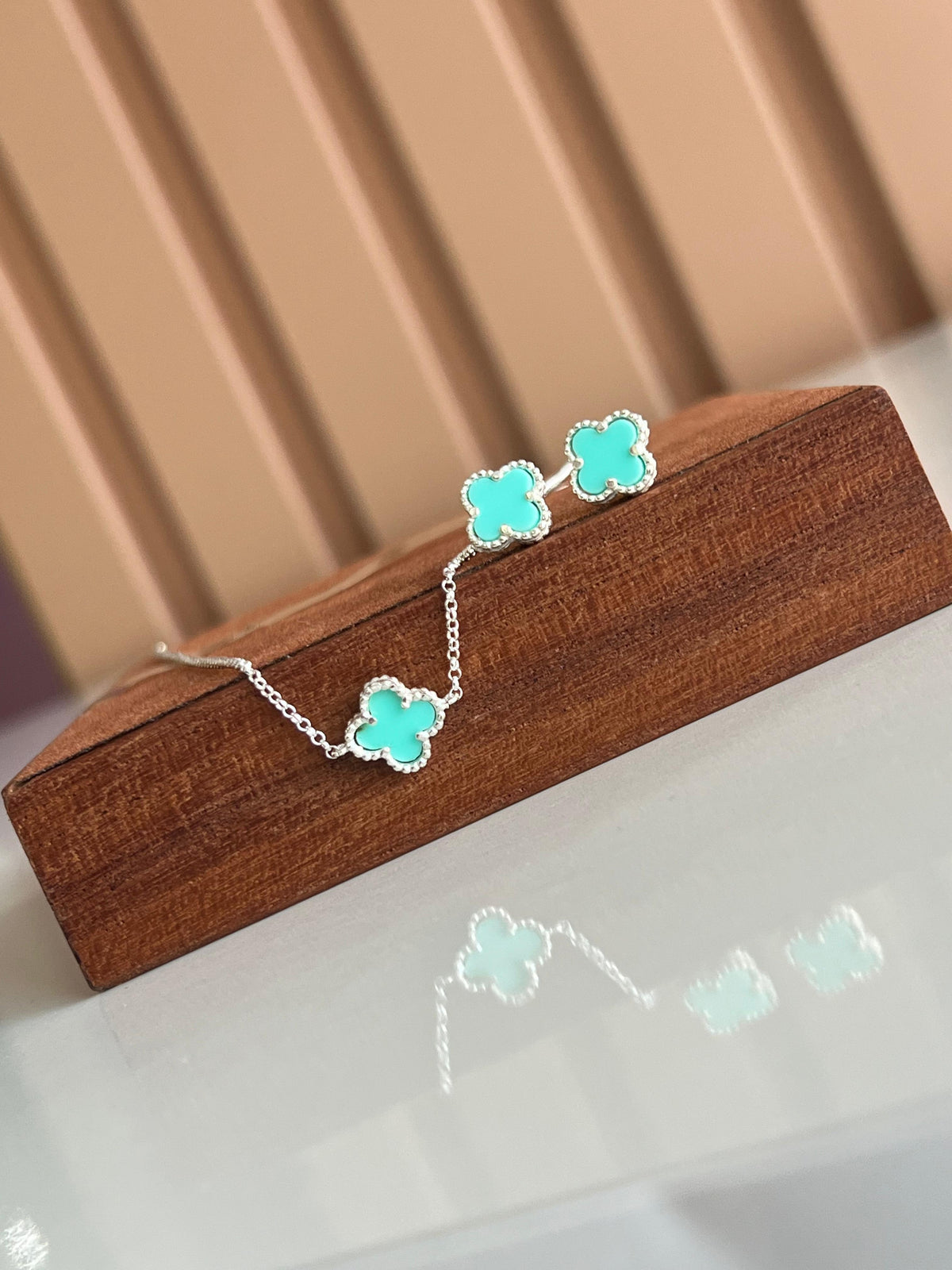 Conjunto Trevo Turquesa em Prata 925